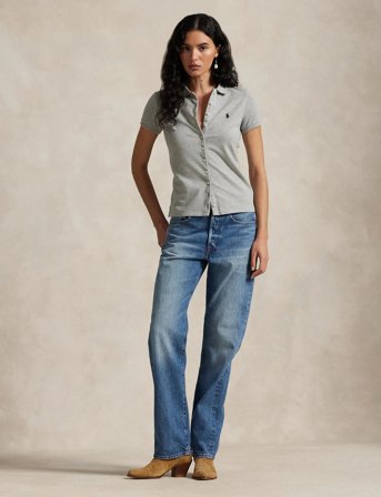 Polo Ralph Lauren Buttoned-Placket Polo Shirt - Grey - L