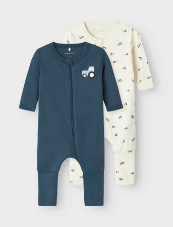 name it Nbmnightsuit 2P Zip Ff Jet Tractor Noos - Navy - 68