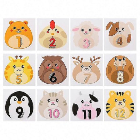 12 stk. Baby Milepæl Klistermærker til Nyfødt Foto Rekvisitter Månedlig Vækstsporing