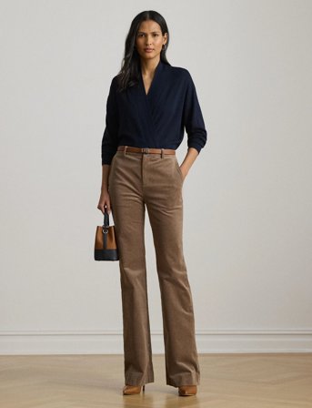 Lauren Ralph Lauren Cotton-Modal Surplice Sweater - Navy - XS