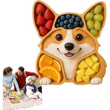 Serveringsbakke i træ med hundetema - Charcuteribræt til kæledyrselskere til snacks, frugt eller smykkeudstilling