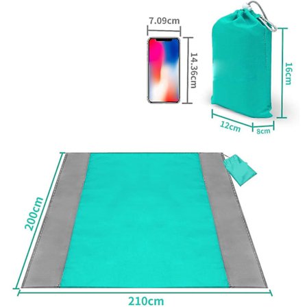 Strandfilt Ingen Sand 210 X 200 Cm, Picknickfilt Vattentät Strandhandduk Strand