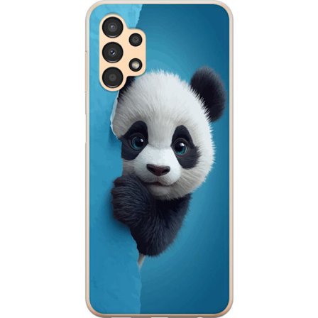 Kompatibelt Mobildeksel til Samsung Samsung Galaxy A13 Søt panda som ser ut gjennom papir i en myk 3D-illustrasjon