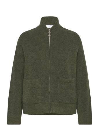 Slfsia Ras Ls Knit Zipper Cardigan Noos Selected Femme Khaki