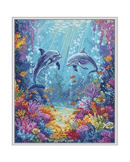Stickpackung Bild Delfine