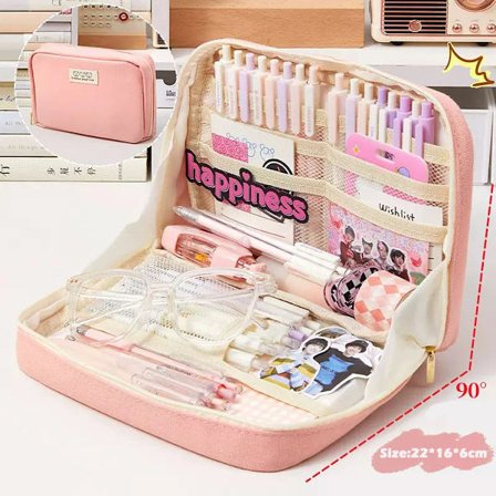 Large Capacity Pencil Case Kawaii Pencil Boxes For Girls Cute Korean Stationery School Supplies Pen Pouch Organizer