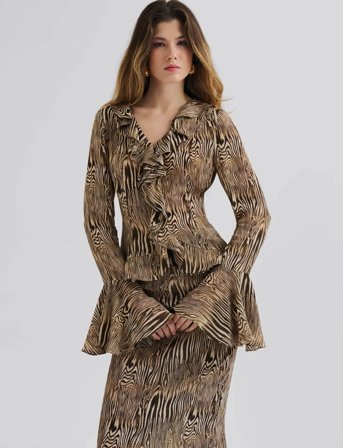 Malina Suzie Sheer Frill Blouse - Multi/patterned - 34