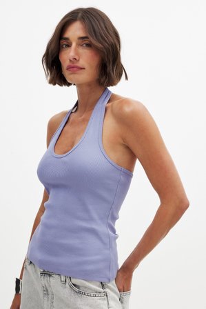NA-KD Haut côtelé à dos nu - - Bleu - M (EU 38-40)
