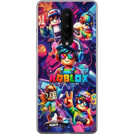 Yhteensopiva Puhelinkuori OnePlus OnePlus 8 Värikäs Roblox-peliryhmä kuulokkeilla, ohjaimilla ja neonväreillä, täydellinen lapsille ja peli-into