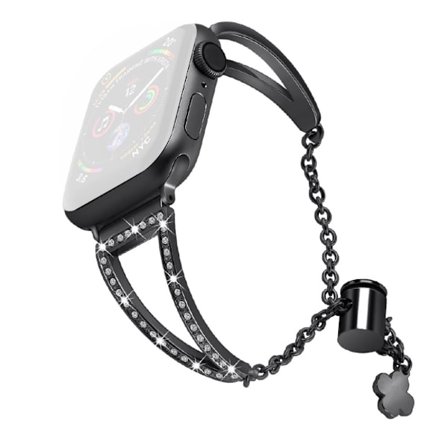 Apple Watch Series 8 (45mm) / Kello Ultra cool strassikoristeinen koristeellinen kelloranneke - Musta