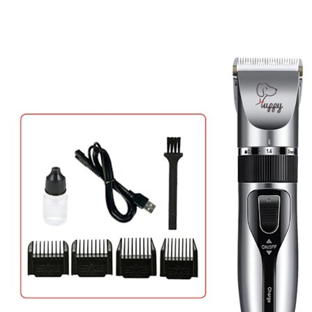 Hundsax, husdjursklippare, elektrisk klippmaskin hårtrimmer set med tillbehör silverfärgad