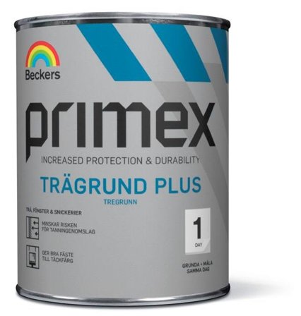 Beckers Grundfärg, Primex Trägrund Plus , 1L, Vit, Färg & tapeter