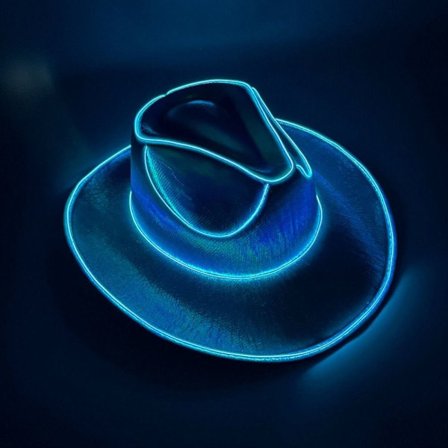 Trådlös LED Cowboyhatt Iridescent Jazzhatt BLÅ blå