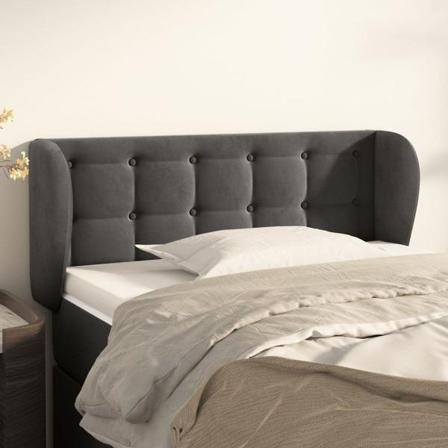Vidaxl Huvudgavel Med Kanter Mörkgrå 93x23x78/88 Cm Sammet Grå