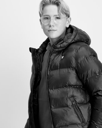 Lyle & Scott Cropped Puffer Coat Zwart Jassen Jongens - Kids Brand Store
