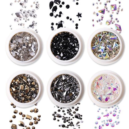 6 Æsker med Flade Negle Rhinestones Negle Ædelsten Glas Krystal Rhinestone Negle 3d Negle Sten Negle Diamant Negle Smykker Negle Kunst Dekoration DIY 