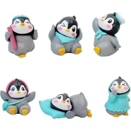 6 st (1 set) Pingvinfigurer Leksaksdjurmodell Heminredning Miniatyrträdgård Dekoration DIY Tillbehör Trädgårdstårta Toppdekoration