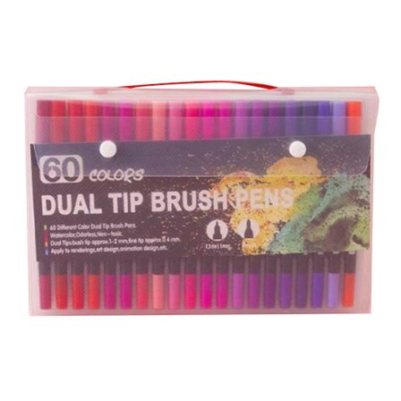 60 stk Graffiti-tusjer trygge dobbeltsidige assorterte farger vannbasert blekkmalingstusjer for tegneseriekalligrafi DIY