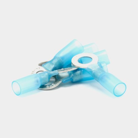 Terminales de anillo con tubo termorretráctil adhesivo Oceanflex, Ø5.3 mm, para cable 1.5 - 2.5 mm², paquete de 100, Azul