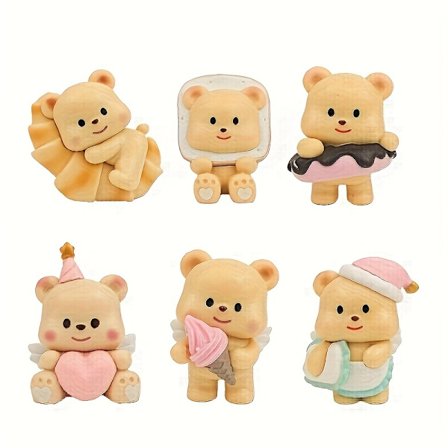 6 st Söta Dekorativa Figurer - Skrivbordsdekor, Heminredning, Bilprydnader, Samlarobjekt för Vitrinskåp - Perfekt Present till Familj & Vänner (Nyår,