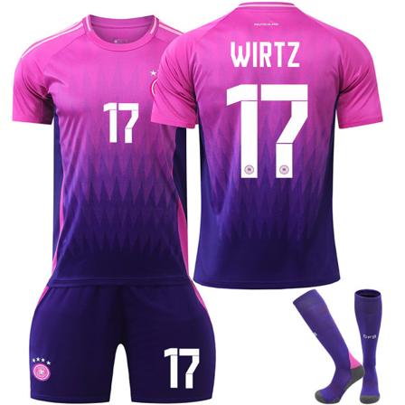 UEFA Euro 2024 Tyskland Bortelag Barn Fotballtrøye Med Strømper NO.17 WIRTZ NO.17 WIRTZ 18
