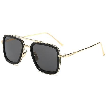Tony-stark Edith Avengers Iron-man Aurinkolasit Retro Neliömäiset Lasit Silmälasit Gold Black Frame