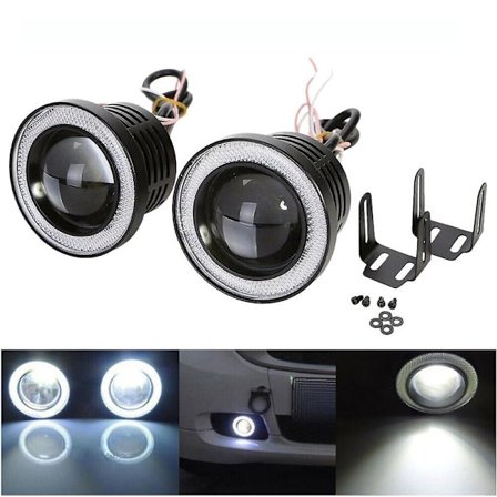 2 stk. Bil Tågeforlygter Angel Eyes Halo Rund Ring LED Forlygter Kørsel Lampe Universal
