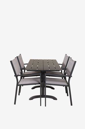 Venture Home - Matgrupp Denver med 4st matstolar Copacabana - Svart - Matgrupper - Från Homeroom