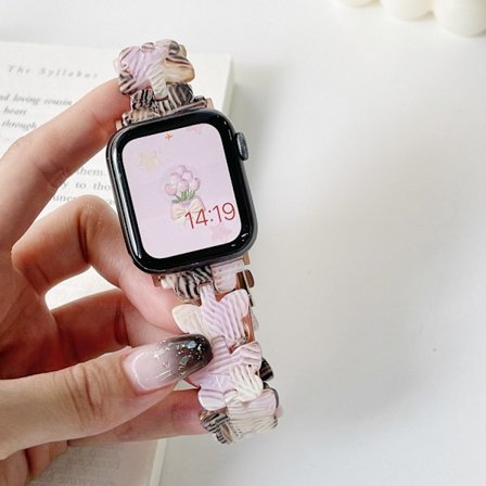 Klokkebånd for Apple Watch iWatch 42/44/45/46/49mm lilla blomstermønster