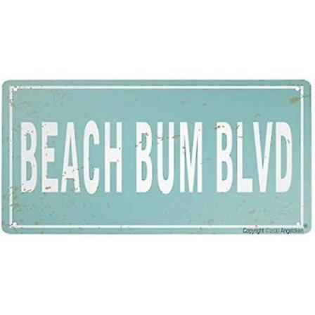 Beach Bum Blvd Retro Metallskiva (12x6) - Vintage Väggkonst