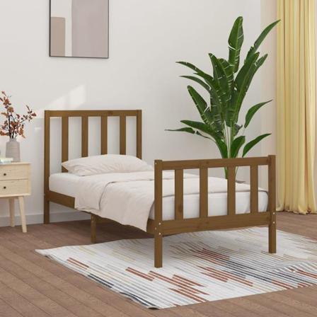 Vidaxl Sängram Honungsbrun Massivt Trä 100x200 Cm Brun