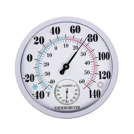 9.84in/25cm Rund Termometer Med Hygrometer Stor Inomhus Utomhus Väggtermometer Nej