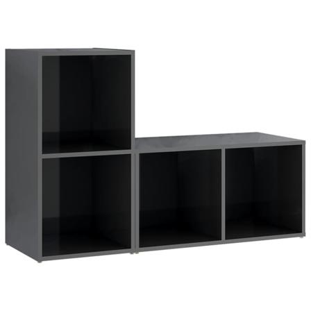 Vidaxl Tv-skåp 2 St Grå Högglans 72x35x36,5 Cm Konstruerat Trä Grå