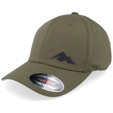 Wild Spirit - Grön flexfit Keps - Small Mountain Icon Patch Olive Flexfit @ Hatstore