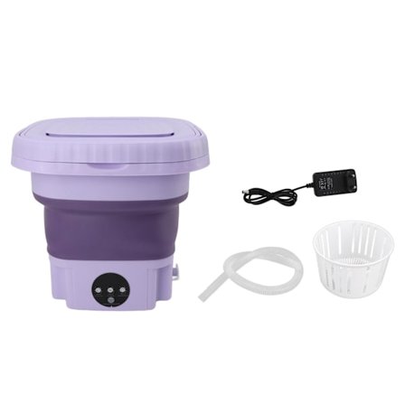 Bärbar tvättmaskin 11L ABS PP Automatisk minihopfällbar skovbricka med dräneringsrör för husbil Reselägenhet 110 till 240V EU-kontakt