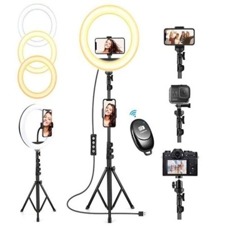Ring Light med stativ, Selfie Ring Light med 62 tums stativ för