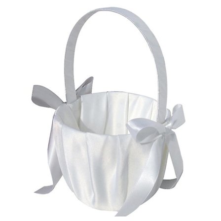 Blomsterpikekurv med kunstige perleblomster og sløyfedekorasjon