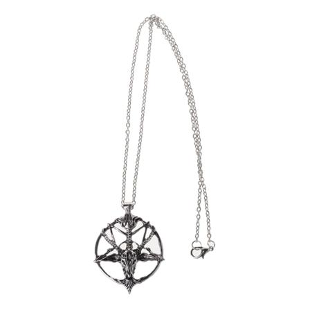 Vintage Alloy Luck Halsband Svart/Silver Pentagram skalle Rund get för huvud Halsband för födelsedag Anniversary Valentine Silver