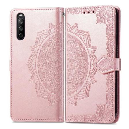 Sony Xperia 10 Iii - Mandala Läder Fodral - Roséguld Roséguld