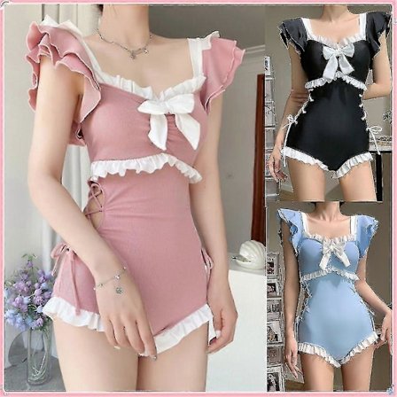 Kawaii Badedragt Kvinder Bikini Heldragt Monokini Sexet Push Up Ny Koreansk Mode Badetøj Piger Polstret Strandtøj Svømning Sommer