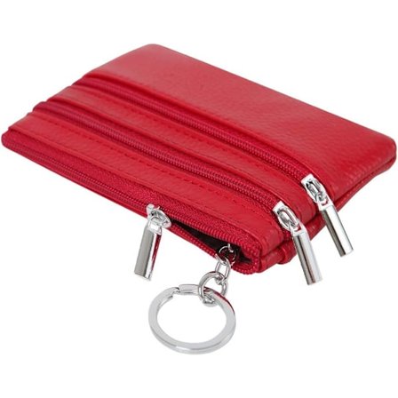 Ægte Læder Damepung Mini Pung med Nøglering