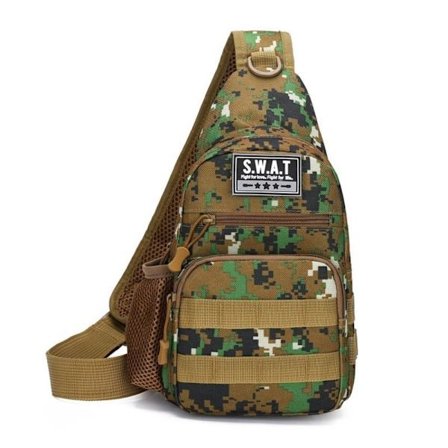 Outdoor Skuldertaske Sling Sport Brysttaske GRØN CAMOUFLAGE
