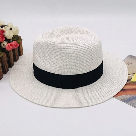 Dam Herr 58-60cm Halm Panama Hatt Sommar Bred Brätte Solhatt Anti-UV för Strand Resa Solhatt