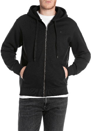 Replay Brushed Fleece Hoodie Tröjor Herr Svart XXL