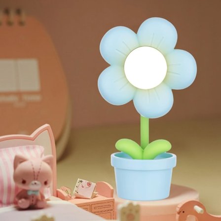 Mini natlampe blomst sød natlampe, bærbar LED bordlampe dekoration batteridrevet justerbar blomst senglampe