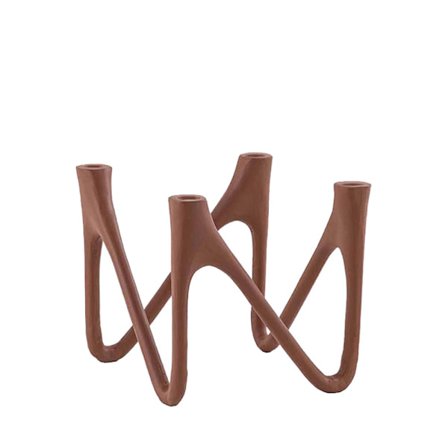 Terrakotta lysestage, 22x22x21 cm, aluminium