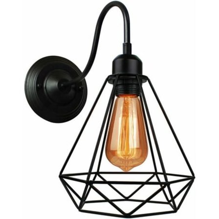 E27 Metall Diamant Retro Vegglampe for Stue Gang Soverom Cafe Bar - Svart - Svart