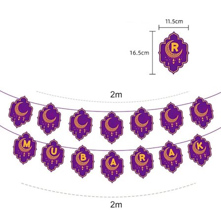 1 set Eid Mubarak-banderoller, girlang och latexballonger A A