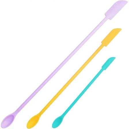 3 st Jam Spatel Makeup Spatlar Set Mini Silikon Dubbelspets Skrapa Set för Kosmetika, Matflaskor (Multifärgad)