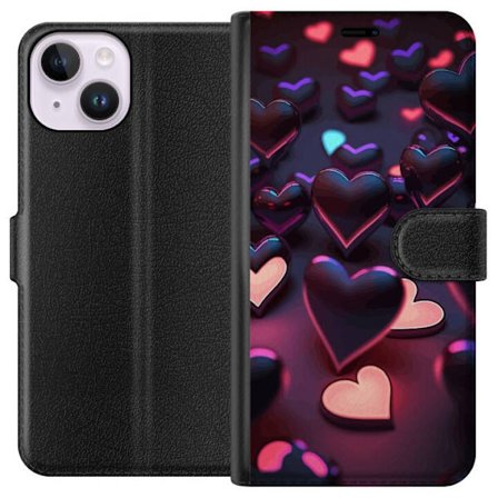 Kompatibelt Lommeboketui til Apple Apple iPhone 15 Midnattshjerter